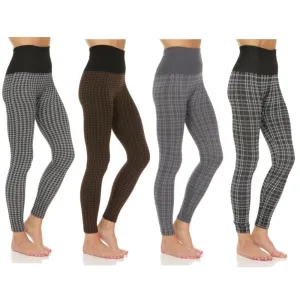 4-Pack: Women's Printed High-Waist Fleece Leggings