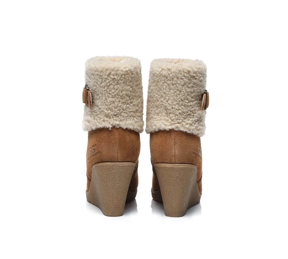 AUSTRALIAN SHEPHERD® UGG Boots Women Sheepskin Shearling Zipper Wedge Joanna