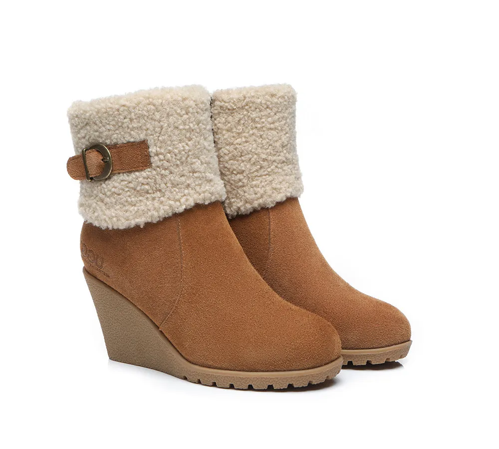 AUSTRALIAN SHEPHERD® UGG Boots Women Sheepskin Shearling Zipper Wedge Joanna