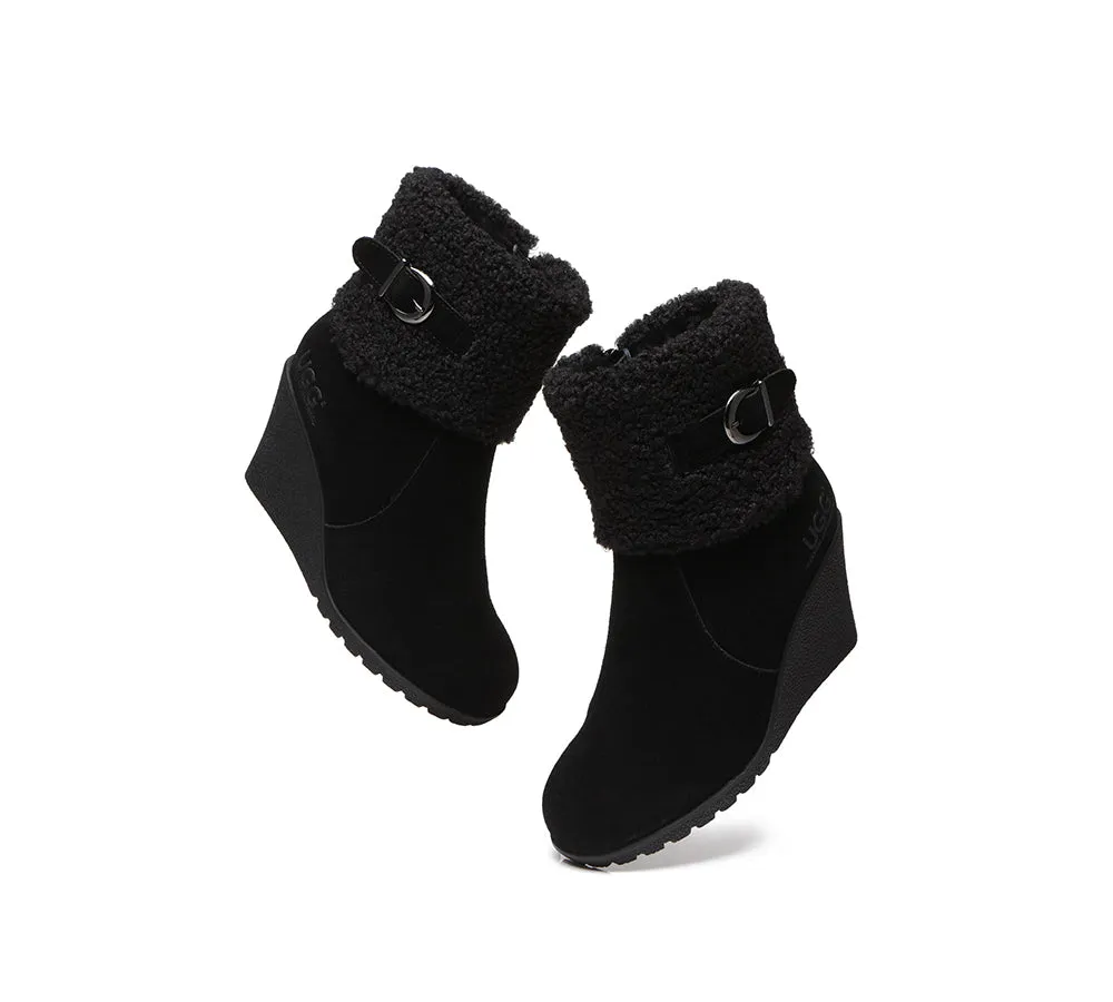 AUSTRALIAN SHEPHERD® UGG Boots Women Sheepskin Shearling Zipper Wedge Joanna