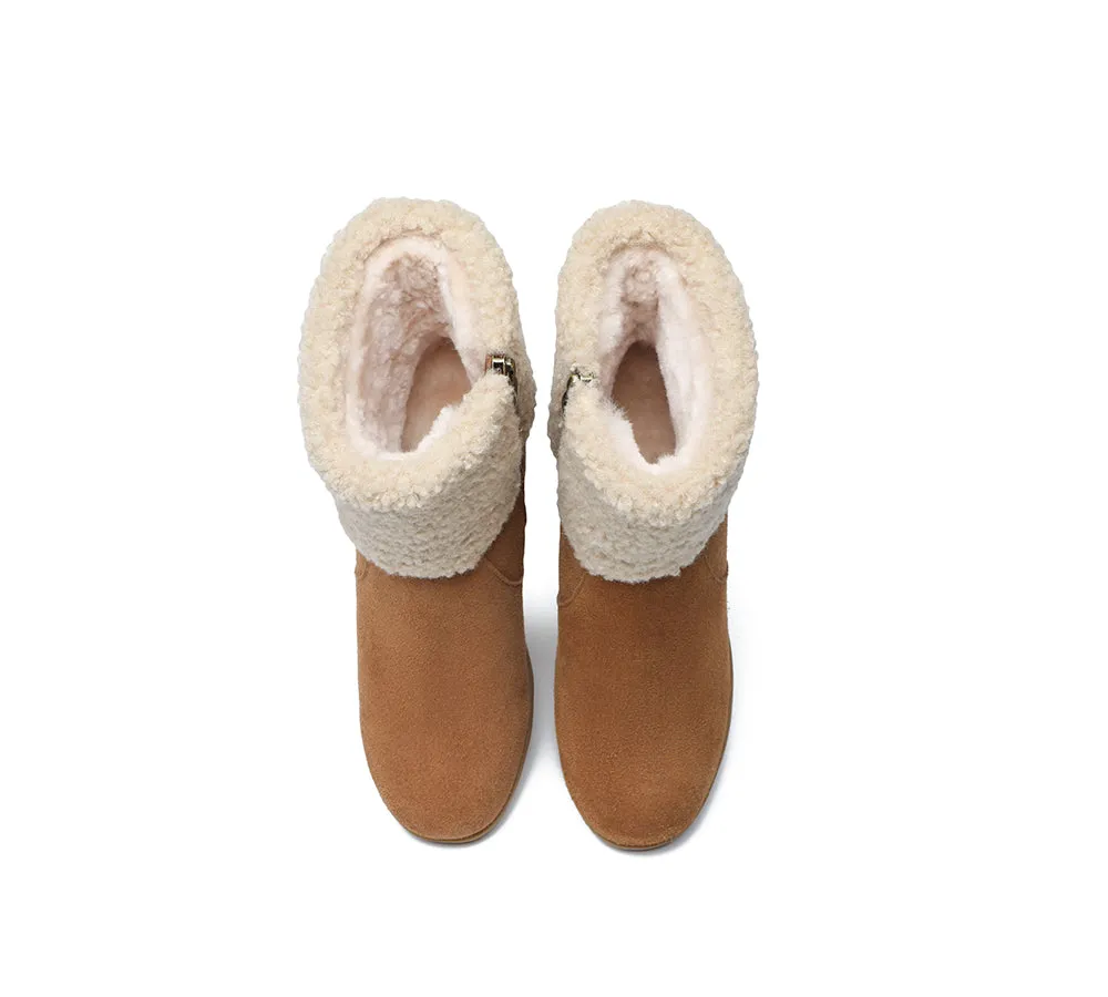 AUSTRALIAN SHEPHERD® UGG Boots Women Sheepskin Shearling Zipper Wedge Joanna