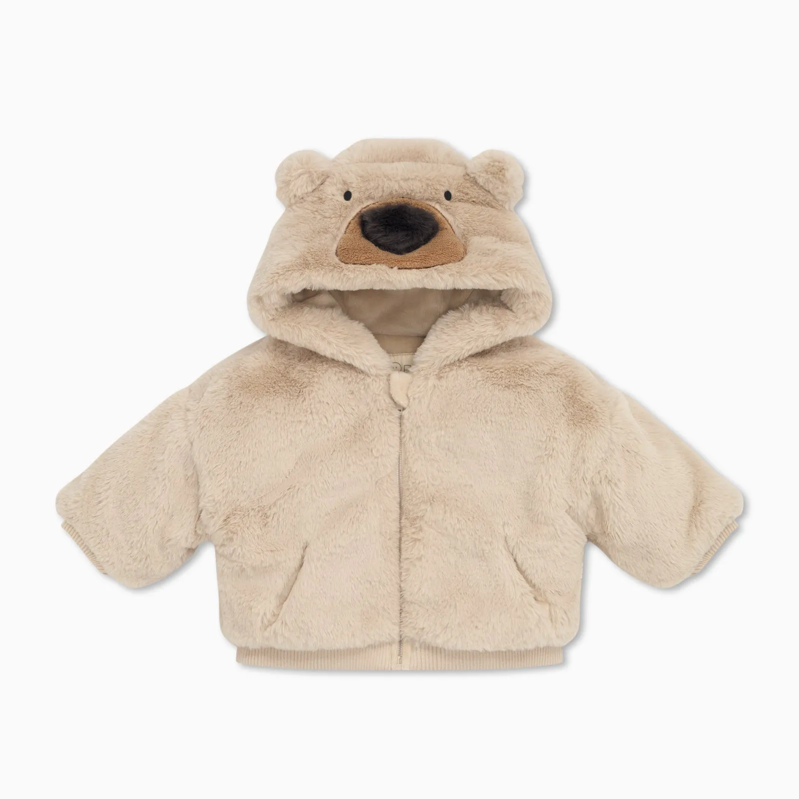 Bear Faux Fur Hooded Jacket