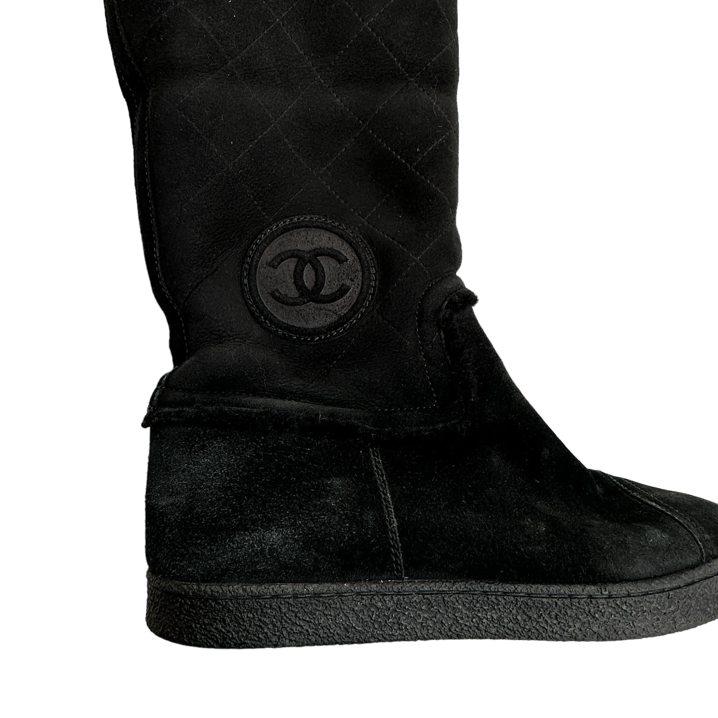 Black Suede Boots  w/Fur Lining - 10.5