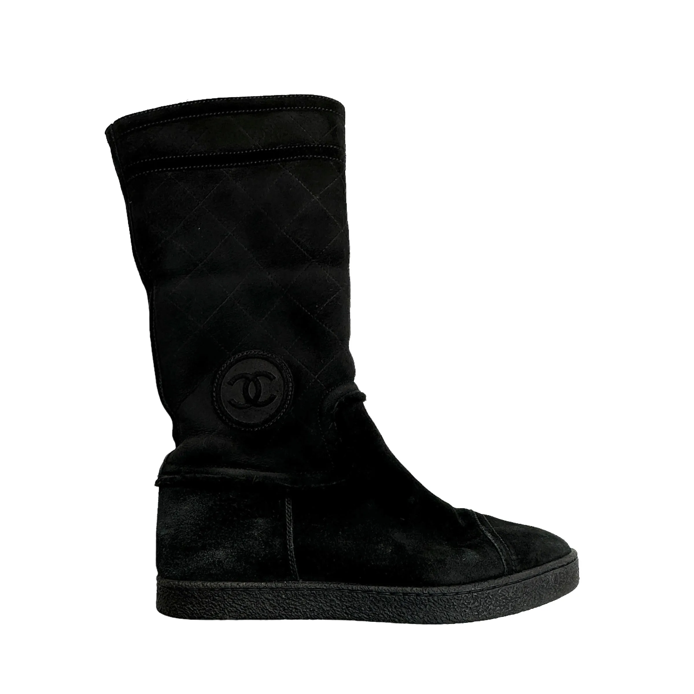 Black Suede Boots  w/Fur Lining - 10.5