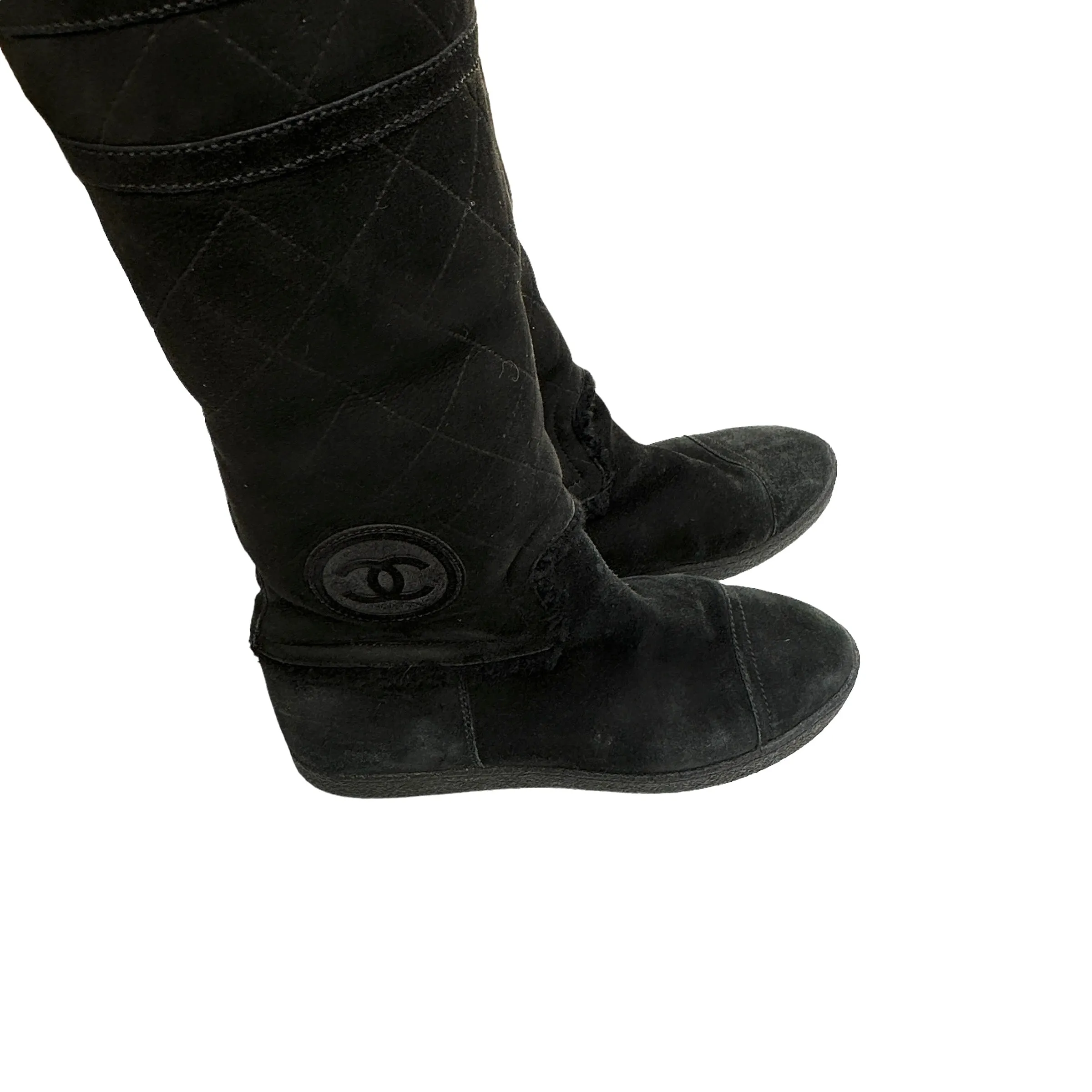 Black Suede Boots  w/Fur Lining - 10.5