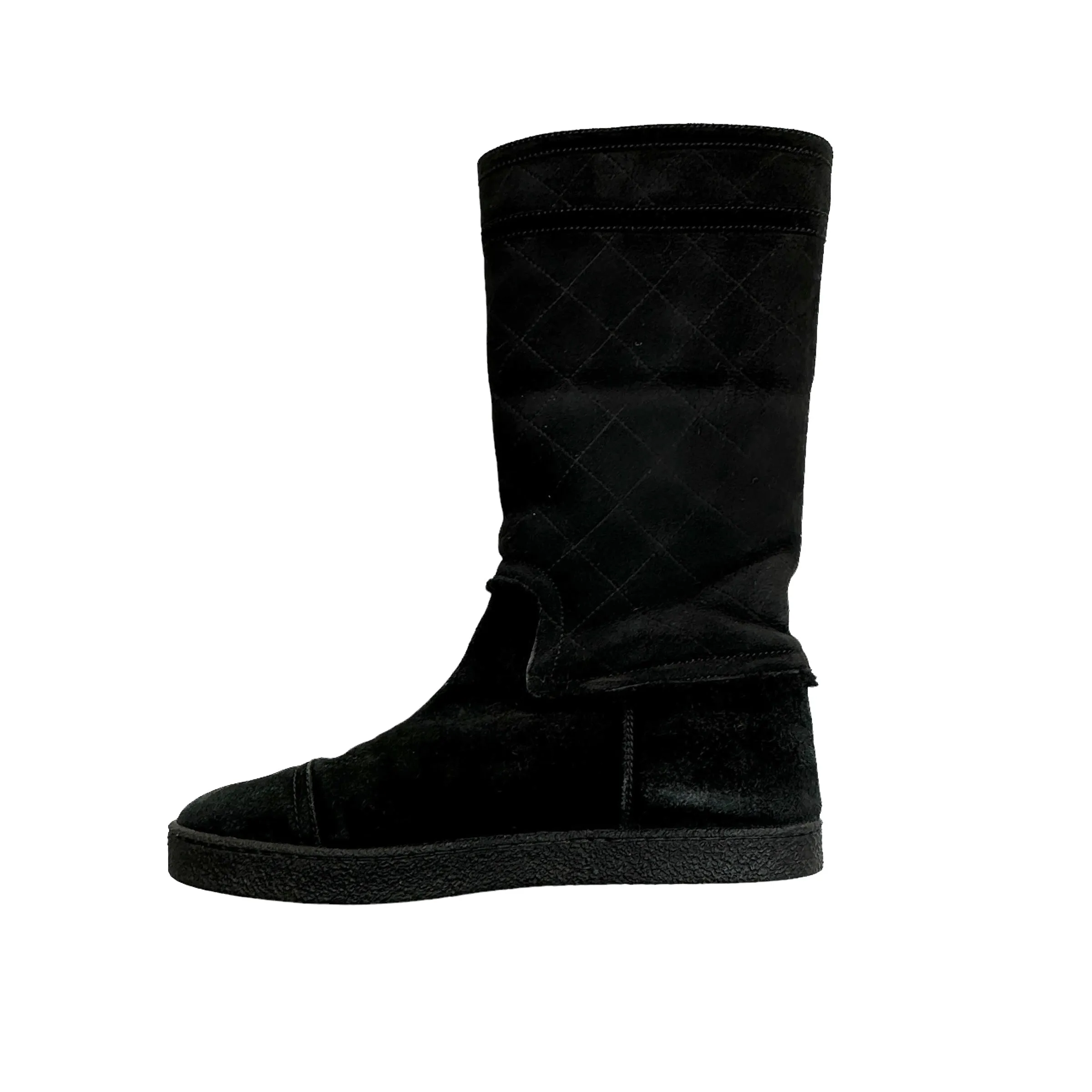 Black Suede Boots  w/Fur Lining - 10.5