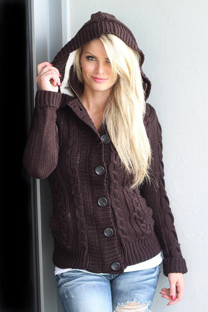 Brown Sweater With Fur Hood