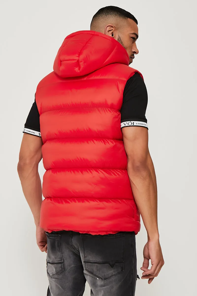 Chalton Hooded Puffer Gilet - Red