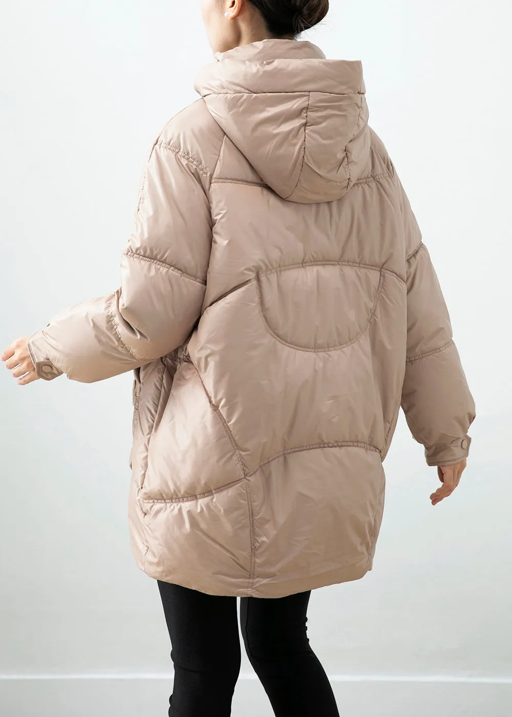 Chic Khaki Hooded Oversized Duck Down Puffer Jacket Winter ML2455