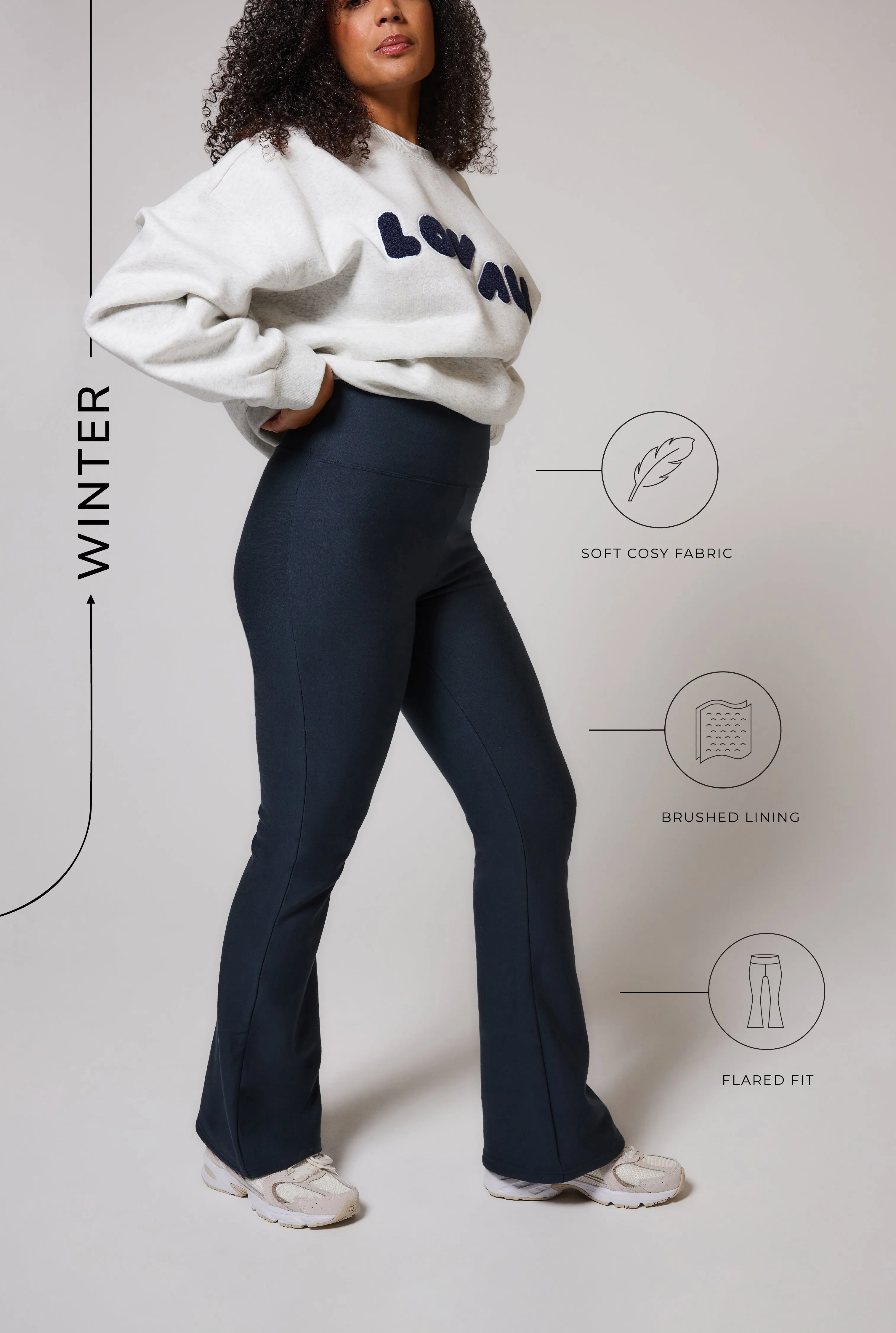 Curve Winter Flare Leggings - Vintage Navy