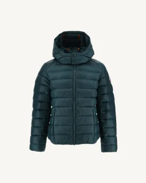 Dark Green Hooded Down Jacket Gold