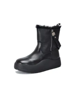 Double Sides Zipper Handmade Winter Boots with Fur