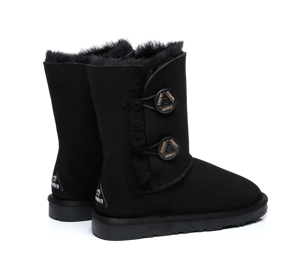 EVERAU® UGG Boots Sheepskin Wool Short Twin Button