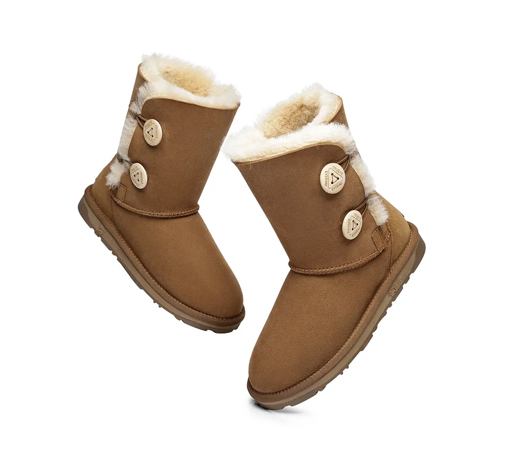 EVERAU® UGG Boots Sheepskin Wool Short Twin Button