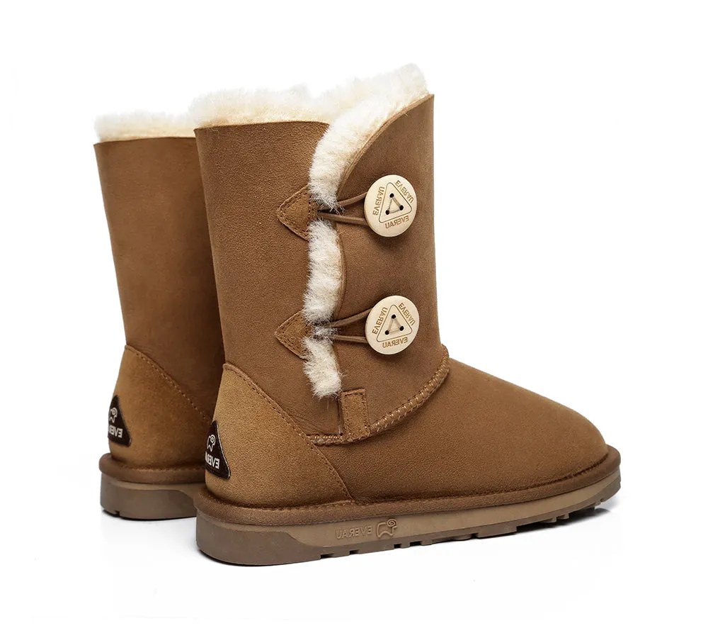 EVERAU® UGG Boots Sheepskin Wool Short Twin Button