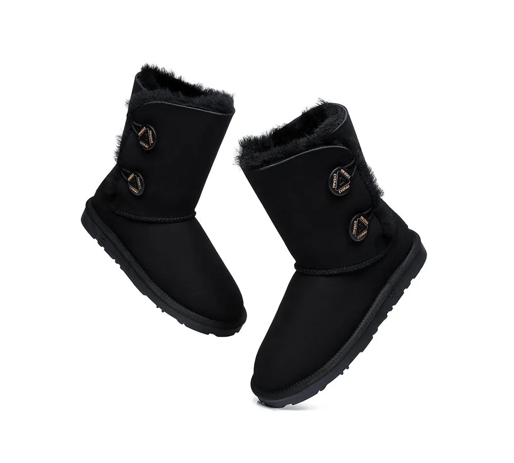 EVERAU® UGG Boots Sheepskin Wool Short Twin Button