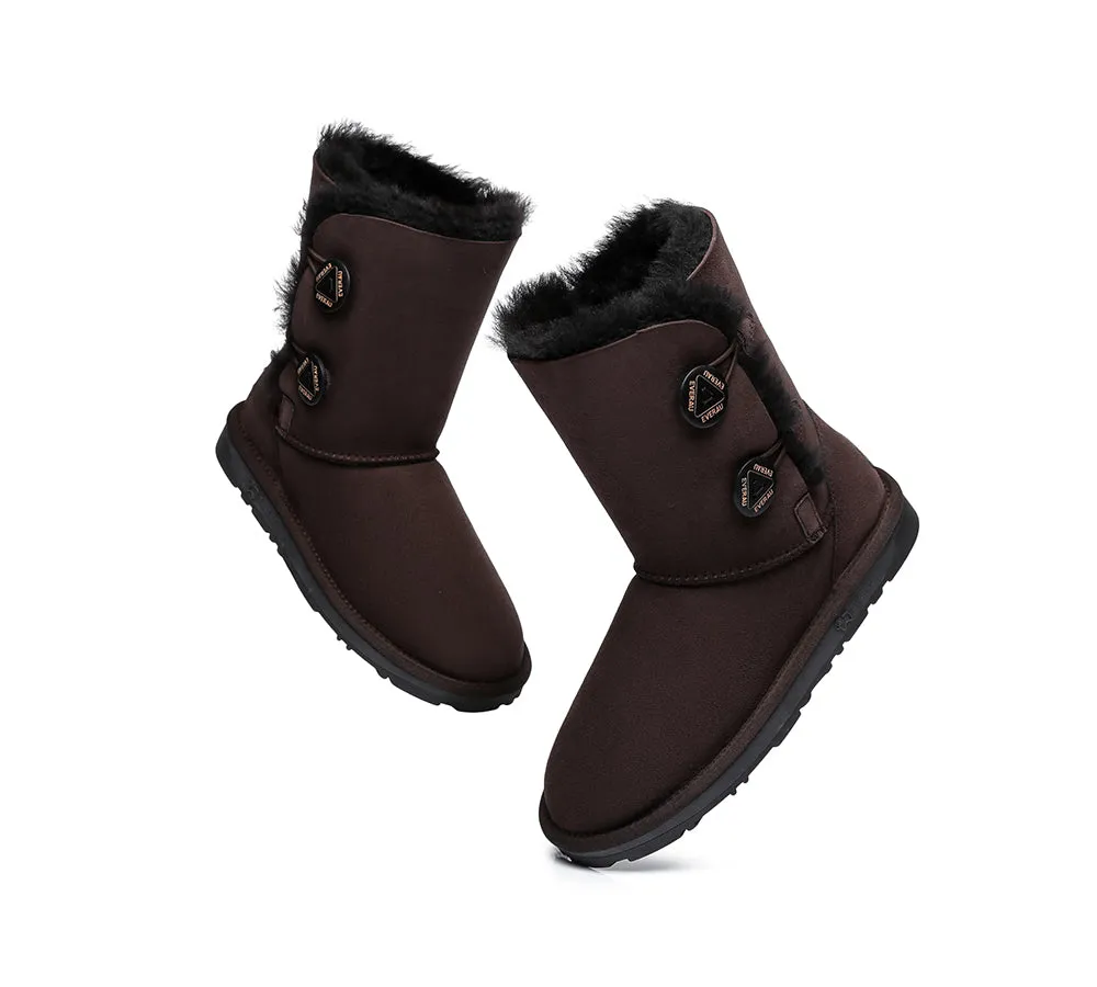 EVERAU® UGG Boots Sheepskin Wool Short Twin Button