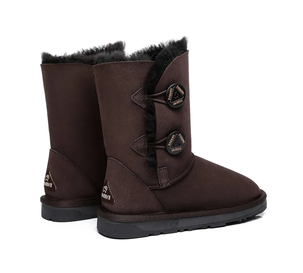 EVERAU® UGG Boots Sheepskin Wool Short Twin Button