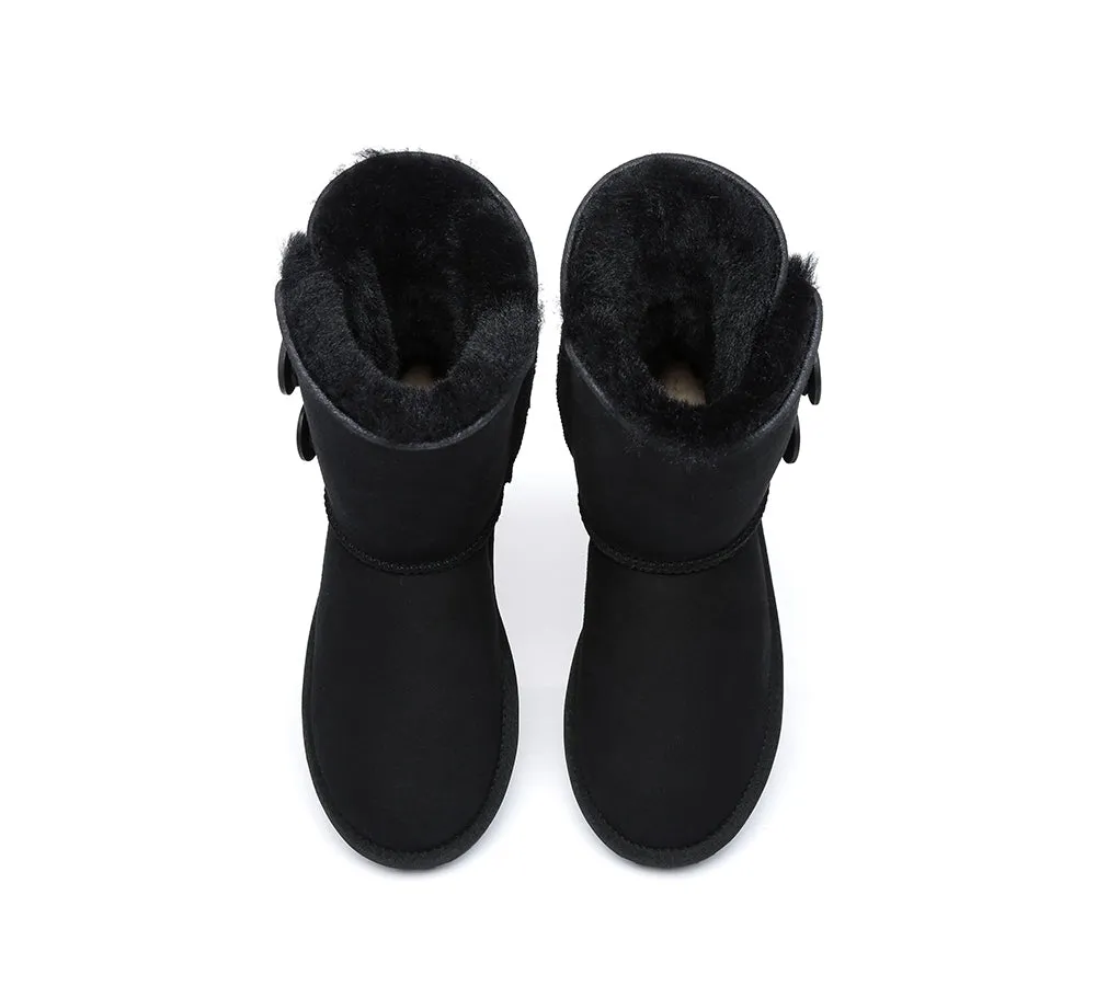 EVERAU® UGG Boots Sheepskin Wool Short Twin Button