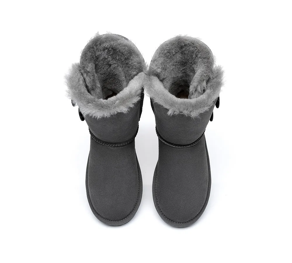 EVERAU® UGG Boots Sheepskin Wool Short Twin Button