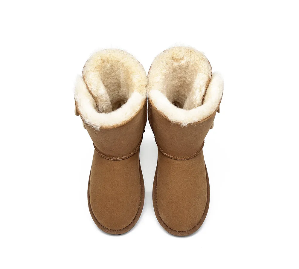 EVERAU® UGG Boots Sheepskin Wool Short Twin Button