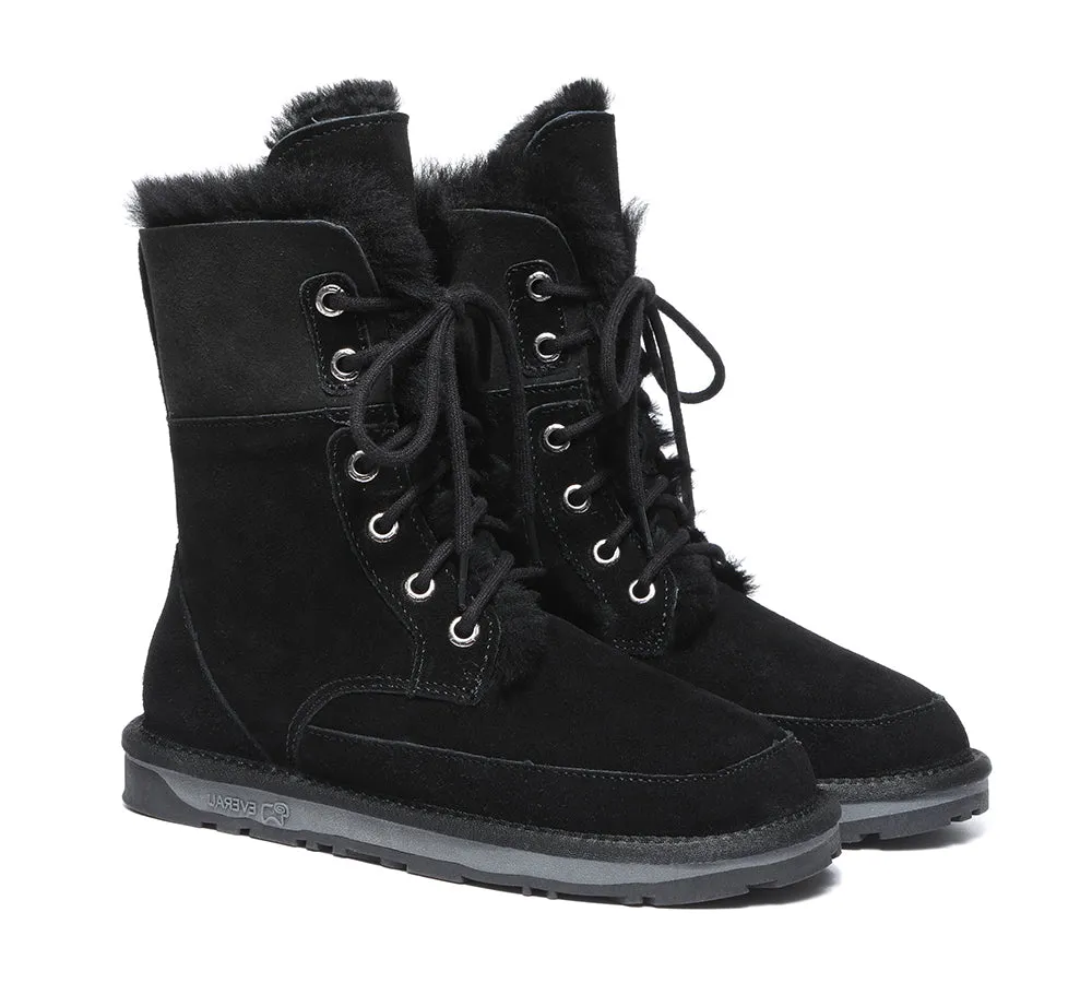 EVERAU® UGG Boots Women Sheepskin Wool Lace Up Ankle Pathfinder