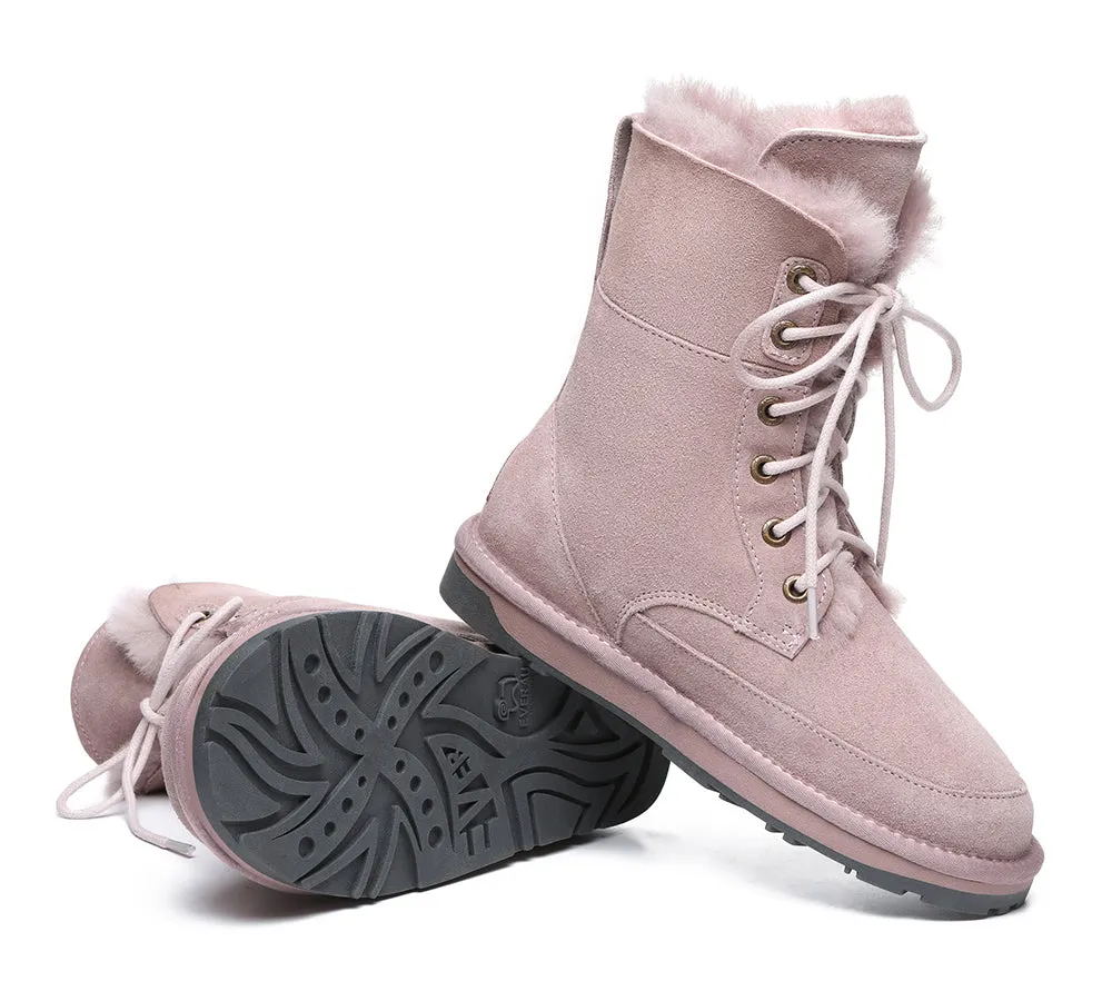 EVERAU® UGG Boots Women Sheepskin Wool Lace Up Ankle Pathfinder