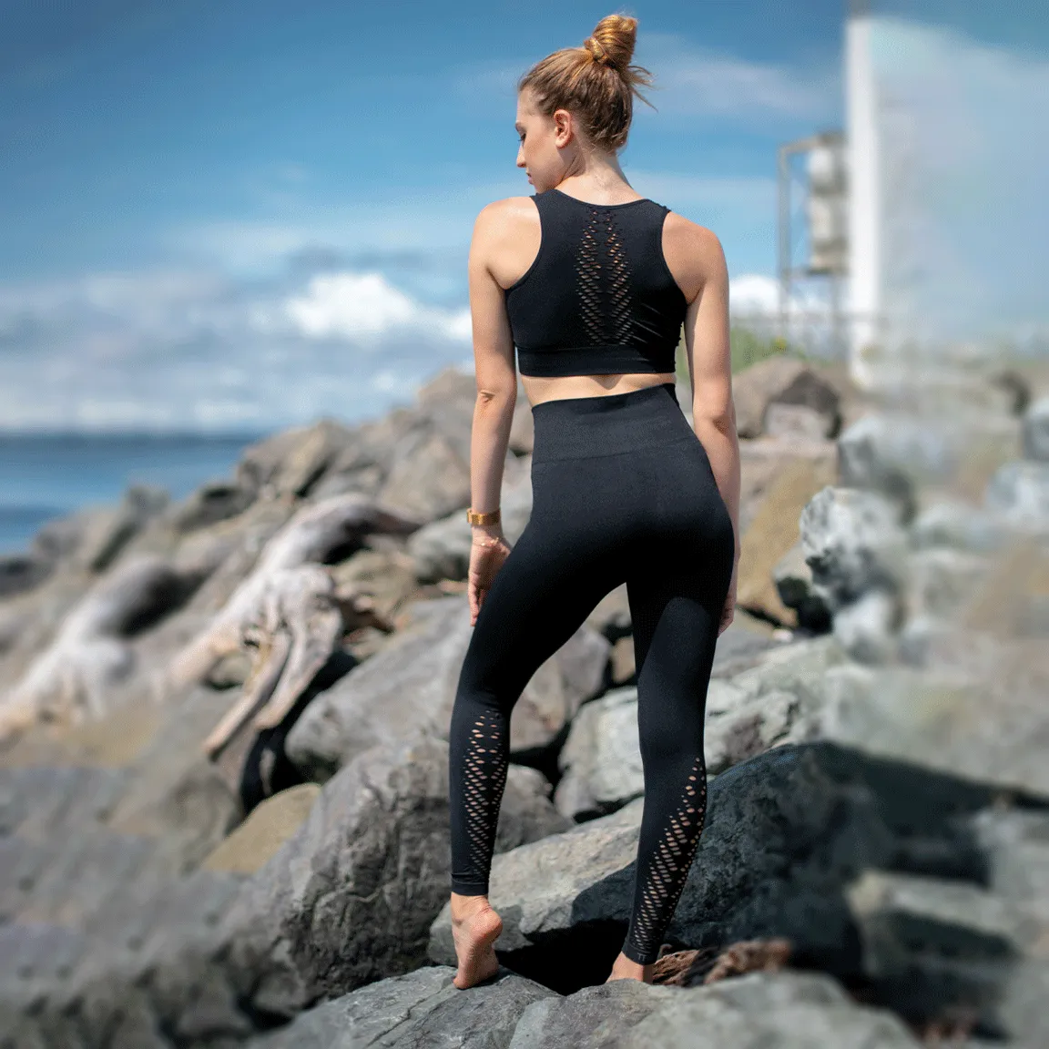 High Waist Compression Seamless Leaf Leggings