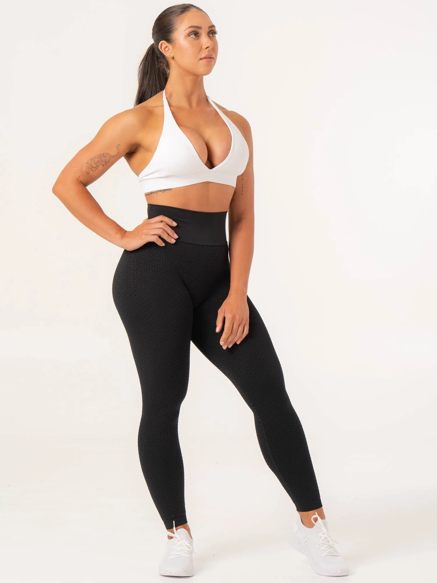 Honeycomb Scrunch Seamless Leggings - Black