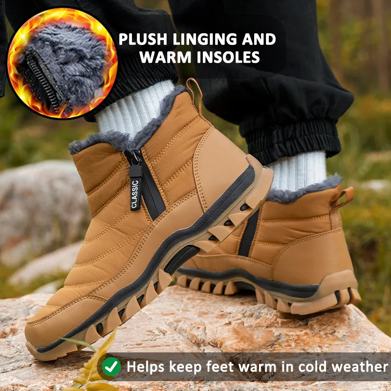 Men Warm Cotton Shoes Snow Boots Hiking Outdoor Non-slip & Waterproof Winter Shoes