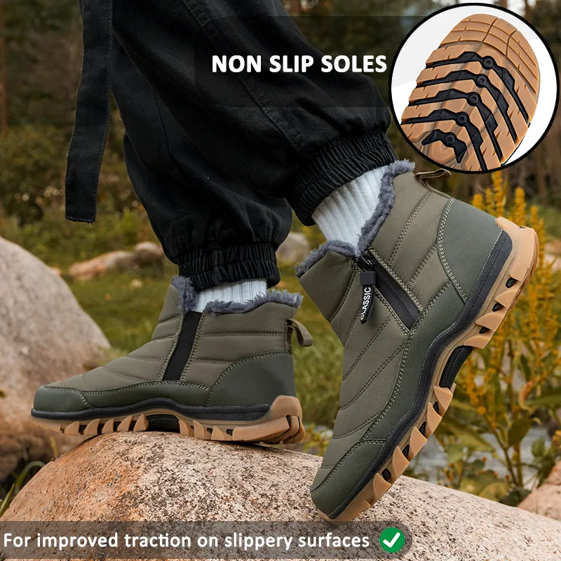 Men Warm Cotton Shoes Snow Boots Hiking Outdoor Non-slip & Waterproof Winter Shoes