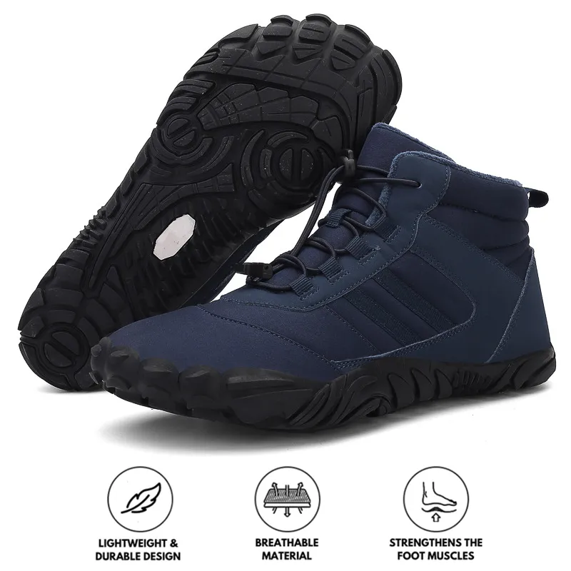 Men's Barefoot Shoes Winter Waterproof Trail Running Shoes Warm Lined Winter Shoes Unisex Outdoor Snow Boots Non-Slip Winter Boots