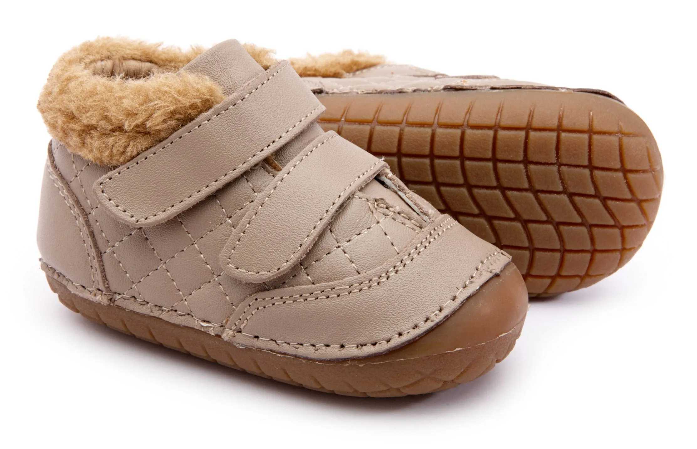 Old Soles Boy's and Girl's 4069 Quilty Bear Pave Sneaker Booties - Taupe