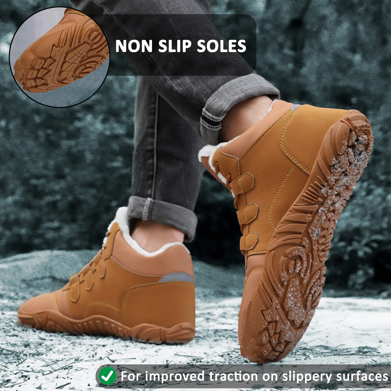 Outdoor Winter Snow Boots Barefoot Thickened Warm Hiking Shoes Footwear Non-slip & Waterproof Winter Barefoot Shoe (Unisex)