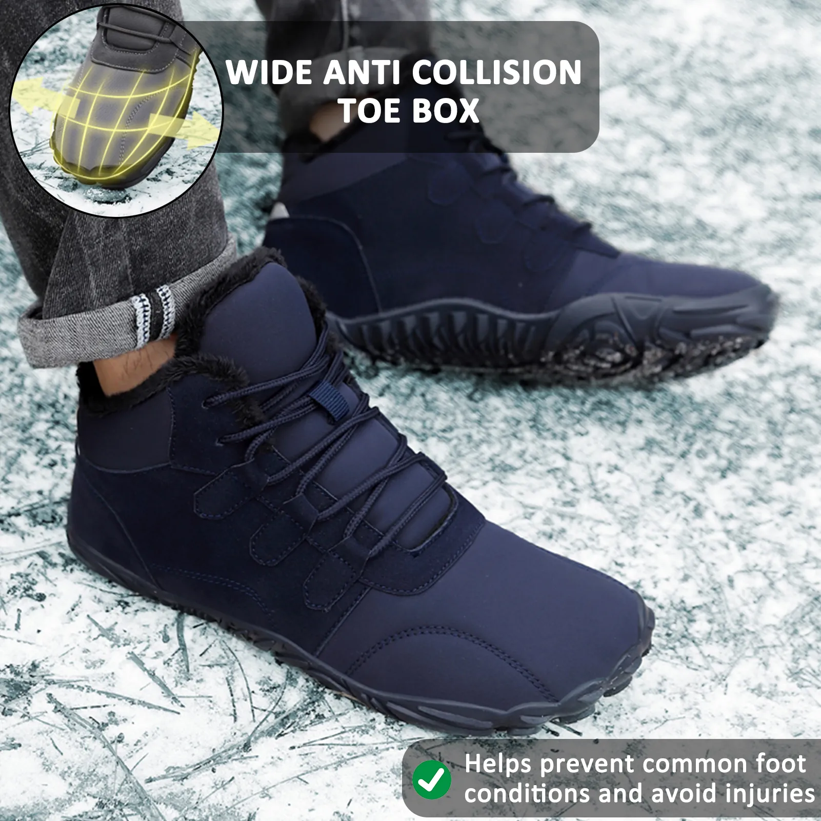 Outdoor Winter Snow Boots Barefoot Thickened Warm Hiking Shoes Footwear Non-slip & Waterproof Winter Barefoot Shoe (Unisex)