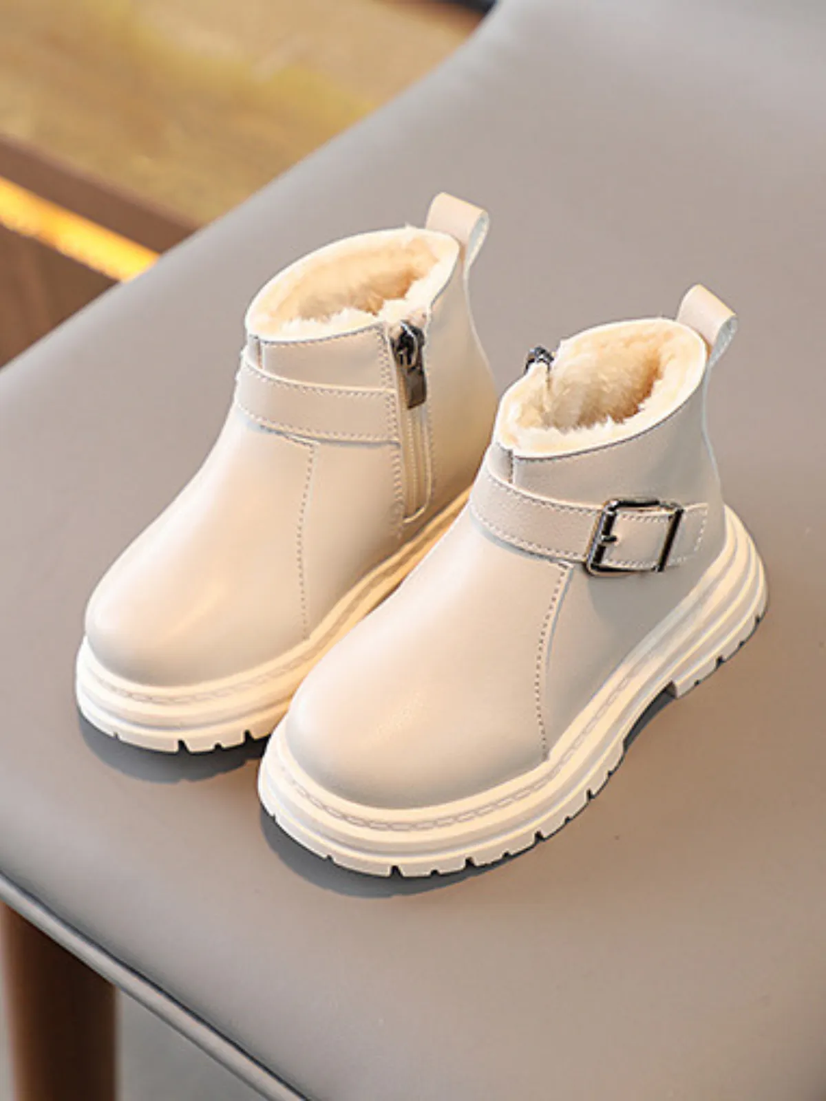 Pamper Her Toes Fur-Lined Buckle Boots By Liv and Mia