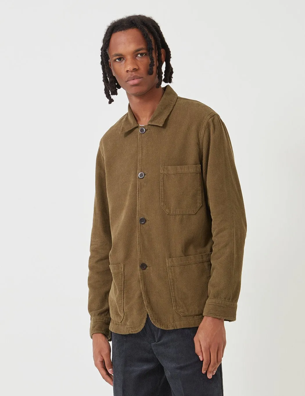 Portuguese Flannel Labura Workwear Jacket (Cord) - Olive Green