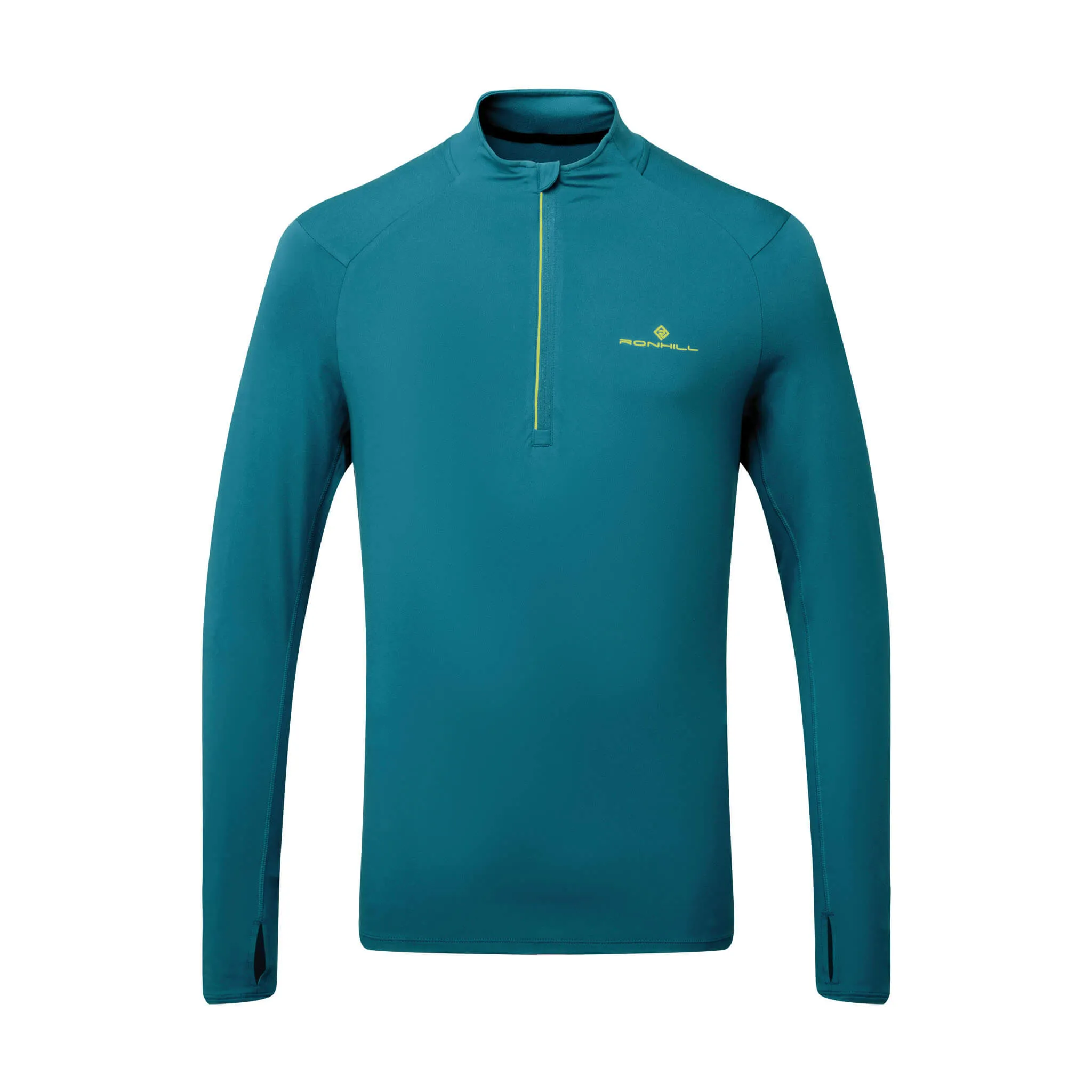 Ronhill | Men's Core Thermal 1/2 Zip - Deep Teal/Acid