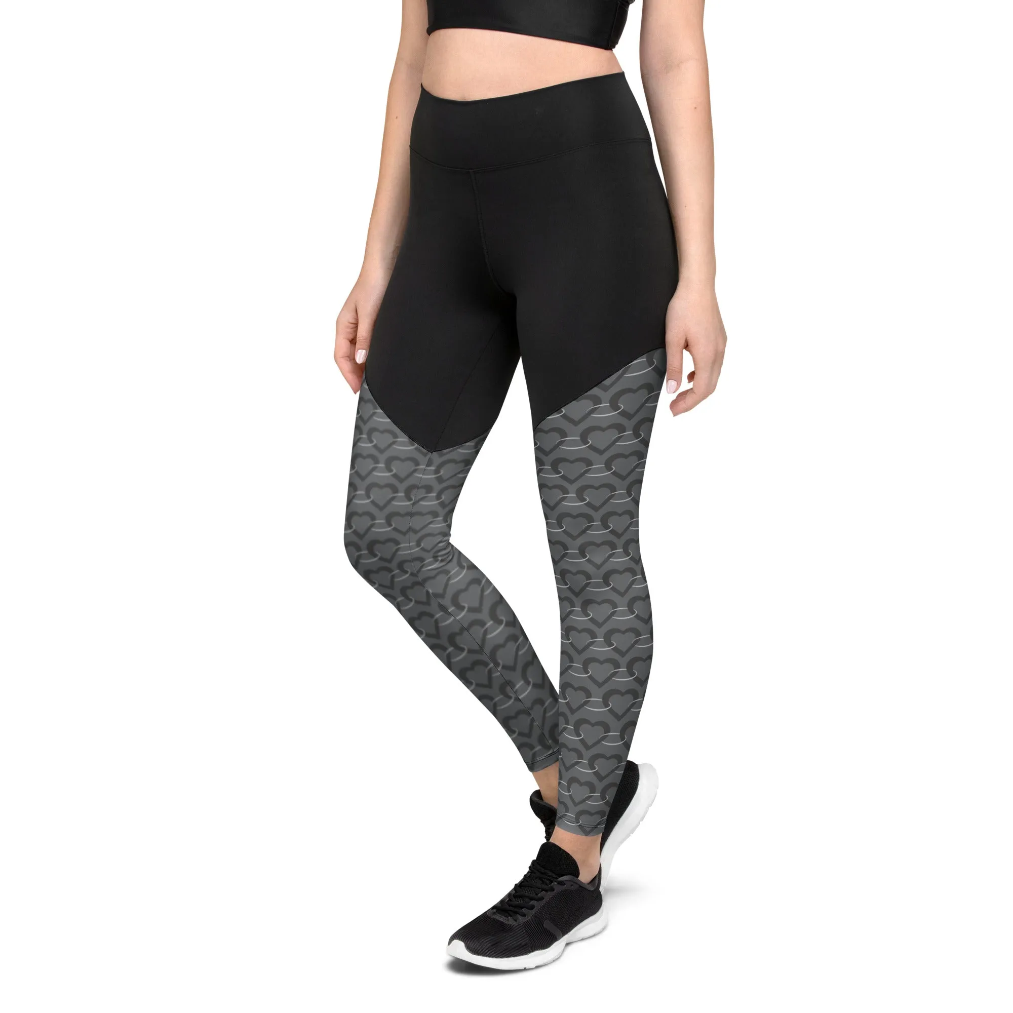 Silver Heart Chain Sports Leggings