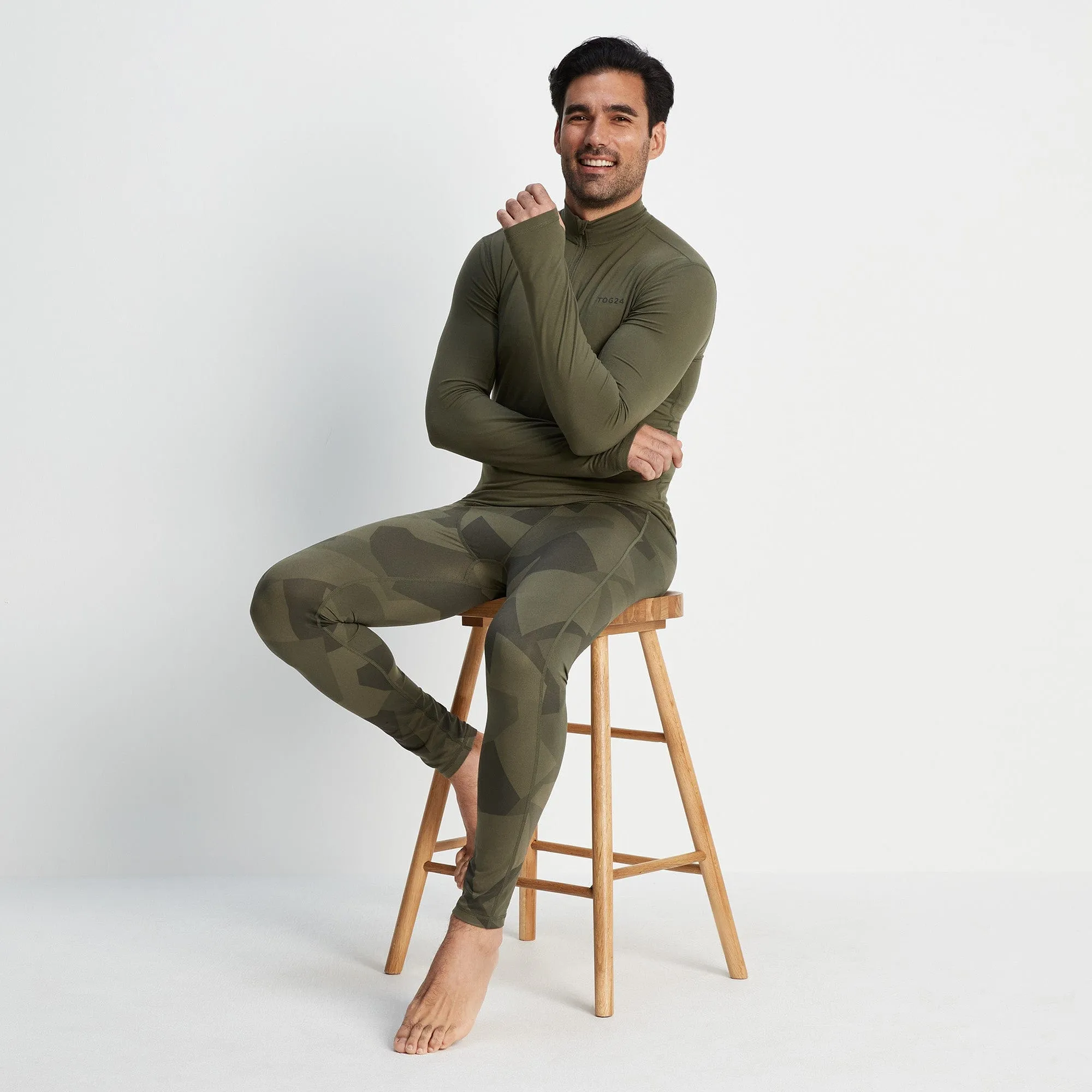 Snowdon Mens Thermal Base Layer Leggings - Khaki Camo Print