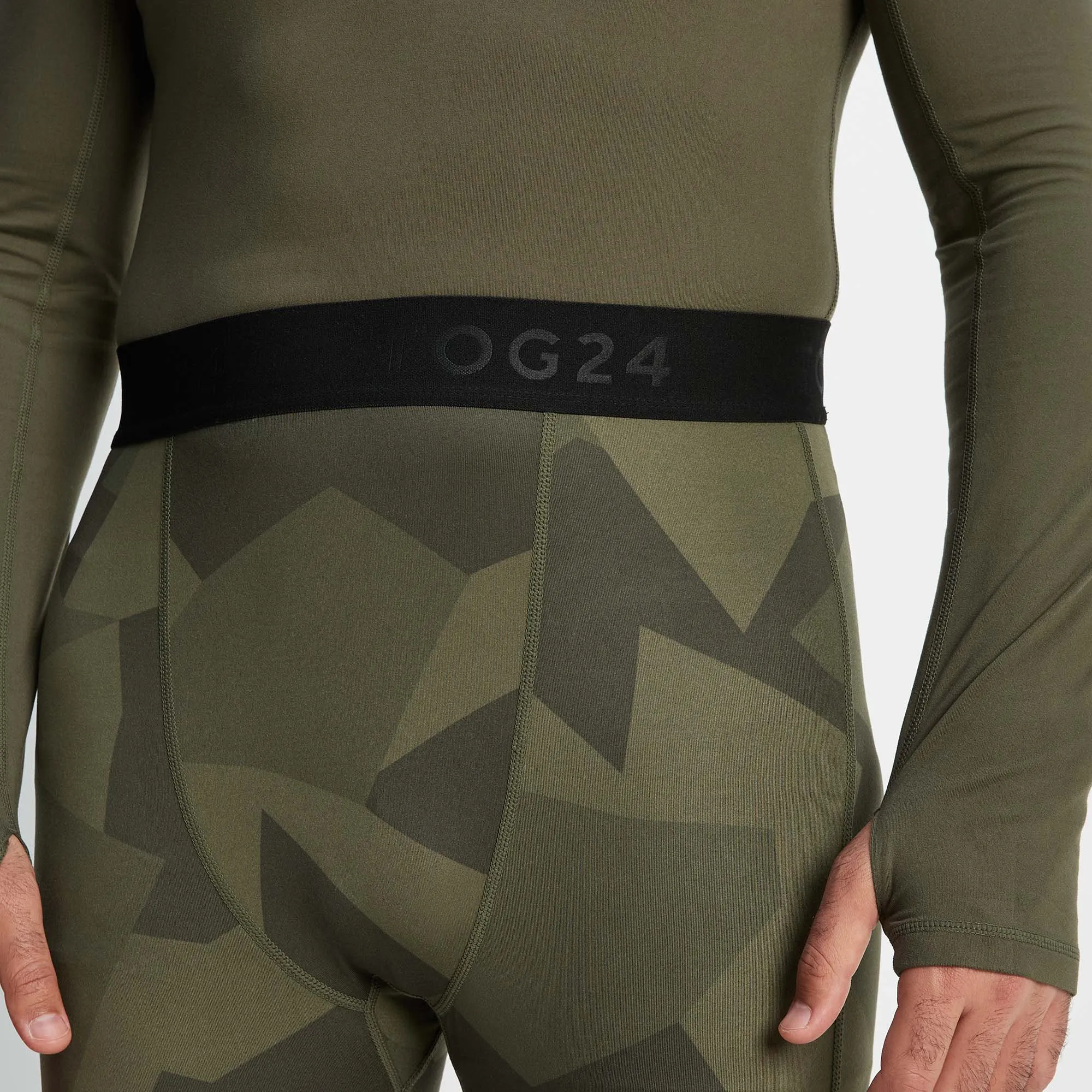 Snowdon Mens Thermal Base Layer Leggings - Khaki Camo Print