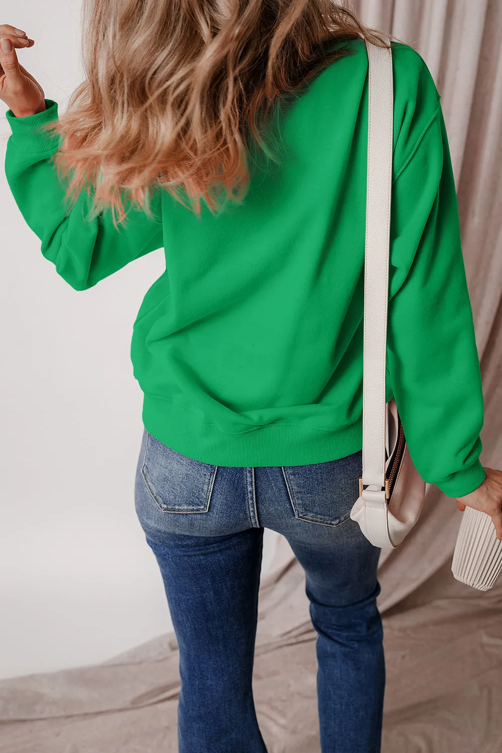 Solid Fleece Lined Terry Sweatshirt