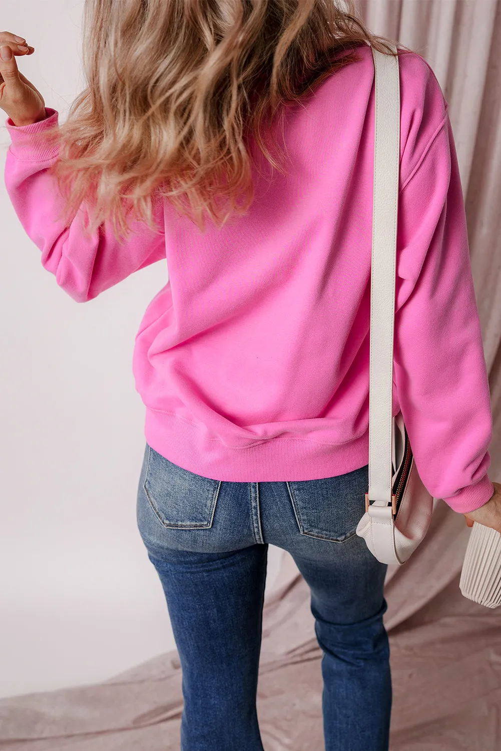 Solid Fleece Lined Terry Sweatshirt