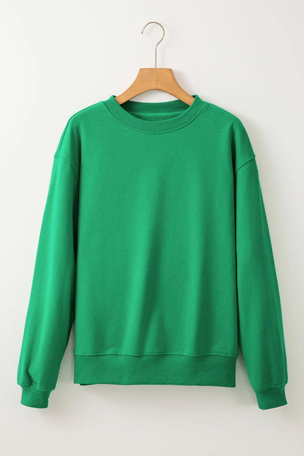 Solid Fleece Lined Terry Sweatshirt