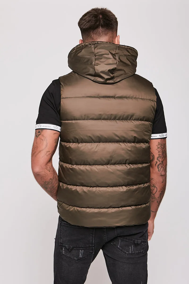 Stamford Brook Hooded Puffer Gilet Khaki