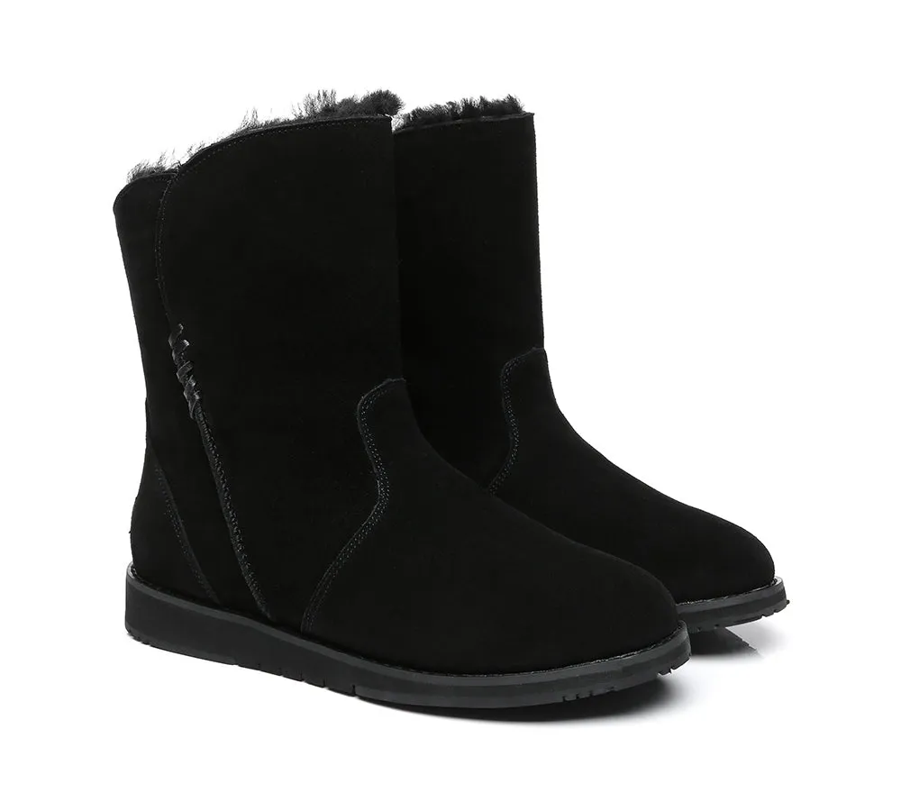 TARRAMARRA® UGG Boots Women Sheepskin Wool Zipper Mid Calf Corina