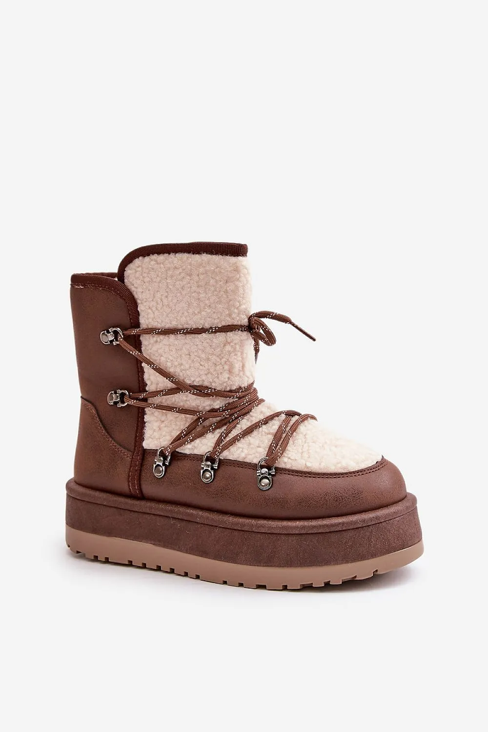 TEEK - Cocoa Canoe Laced Furry Snow Boots