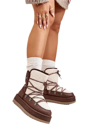 TEEK - Cocoa Canoe Laced Furry Snow Boots