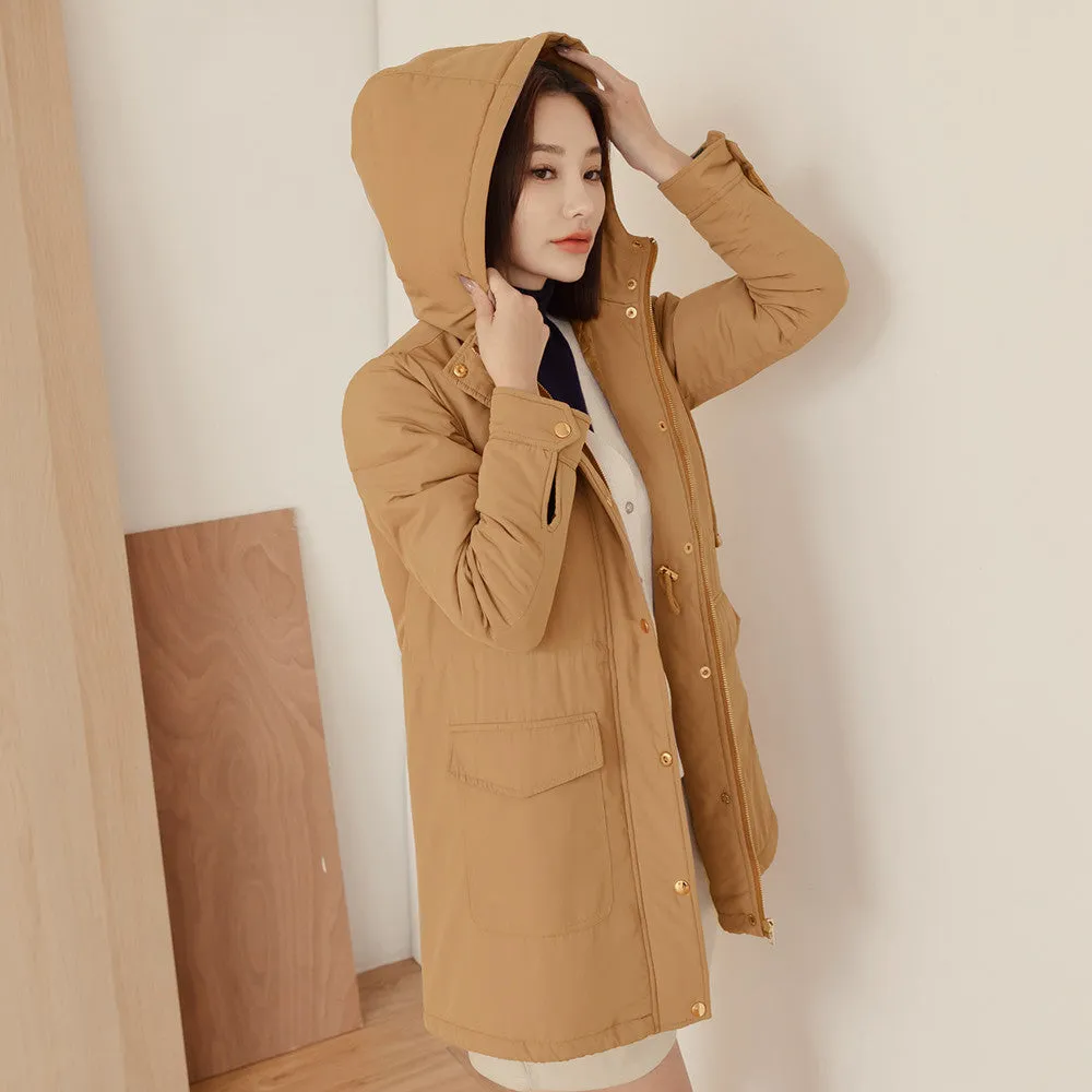 Warm Waterproof Long Padded Hooded Down Zipper Winter Jacket Coat