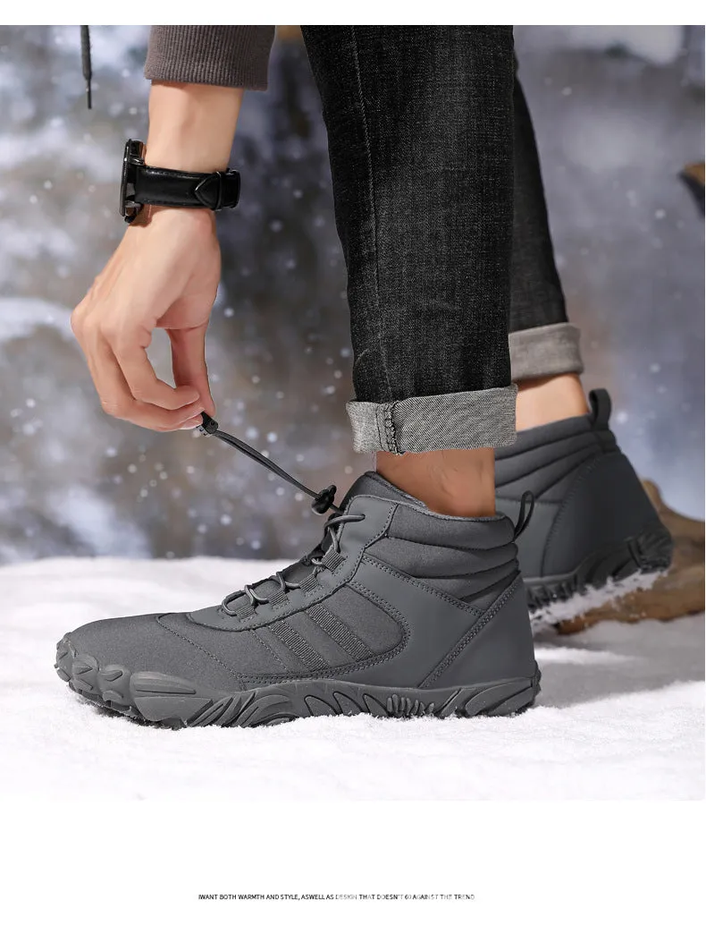 Women's Barefoot Shoes Winter Waterproof Trail Running Shoes Warm Lined Winter Shoes Unisex Outdoor Snow Boots Non-Slip Winter Boots